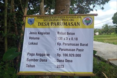 Pekerjaan Jalan Rabat Beton Di Desa Pa