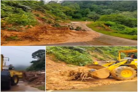 Longsor Tutup Ruas Jalan CipanasCiparay DPUPR UPTD PJJ Lebak Lakukan P